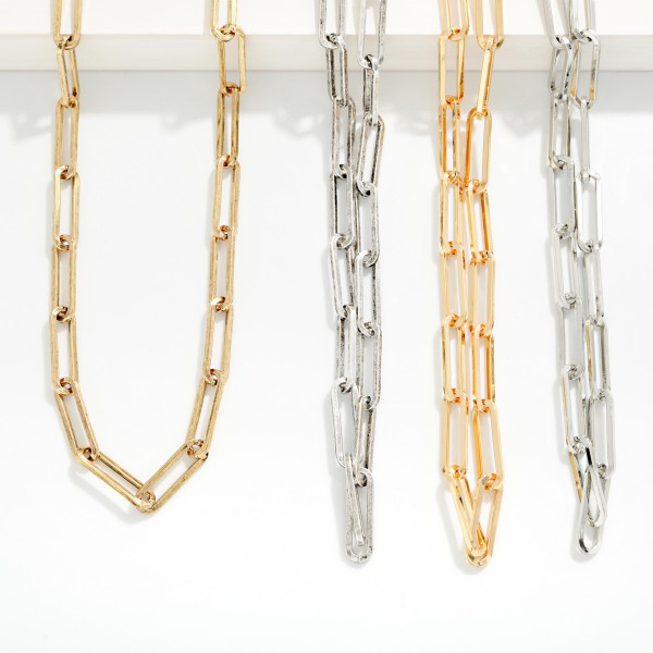 Paperclip Chain Link Necklace 

- Approximately 16" L
- Extender 3" L