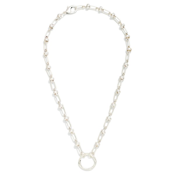 Oval Link Chain Link Necklace With Hoop Details & Metal Circle Pendant 

- Approximately 14" L
