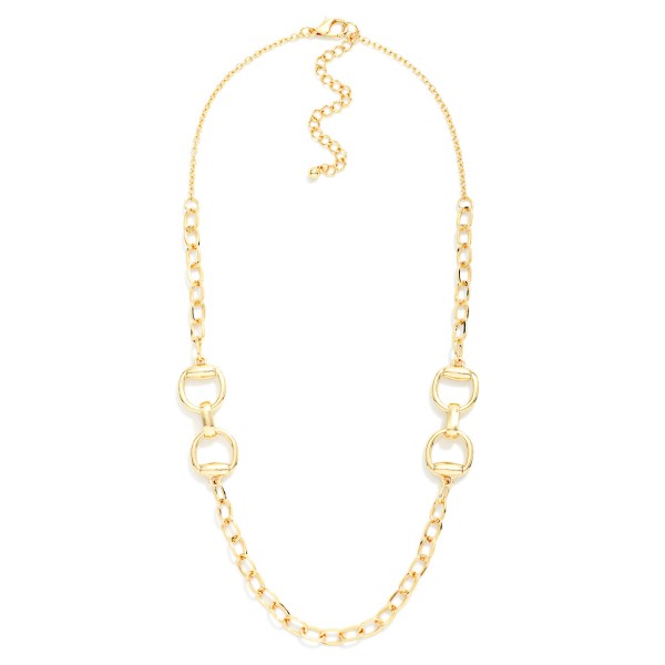 Chain Link Necklace Featuring Linked Horsebit Detail 

- Approximately 18" L
- Extender 3" L 