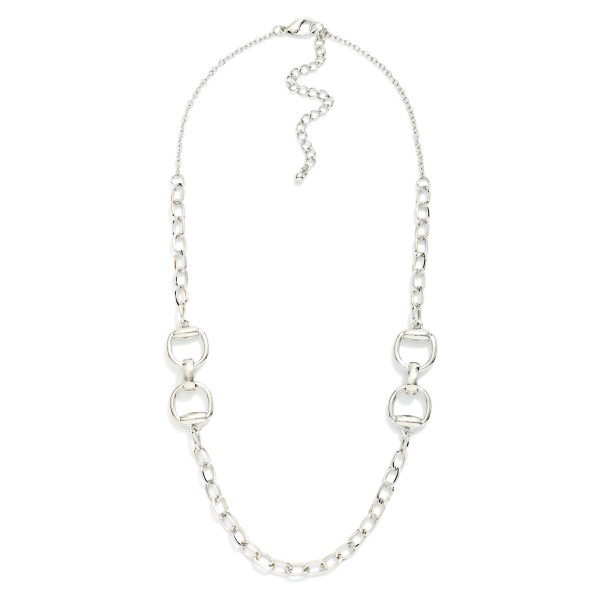 Chain Link Necklace Featuring Linked Horsebit Detail 

- Approximately 18" L
- Extender 3" L 