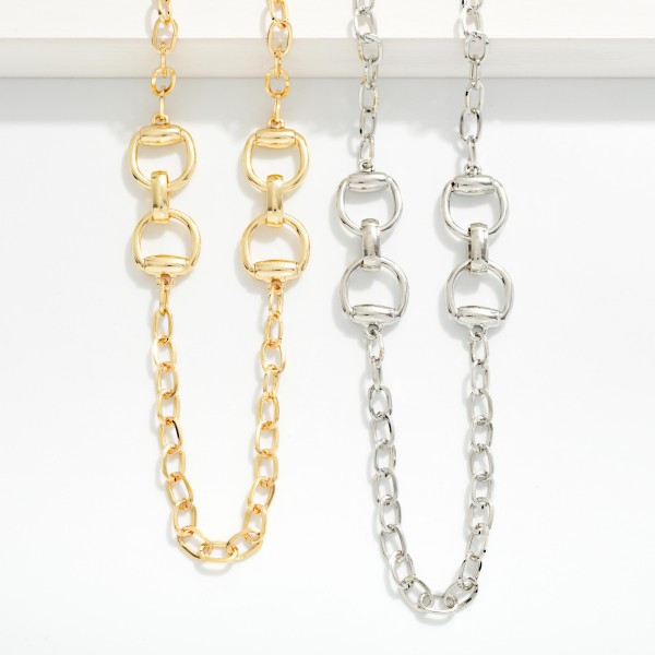 Chain Link Necklace Featuring Linked Horsebit Detail 

- Approximately 18" L
- Extender 3" L 