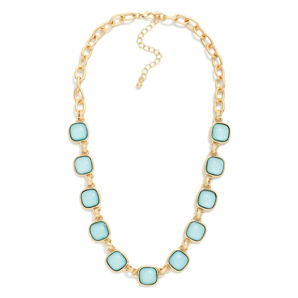 Chain Link Necklace Featuring Glitter Resin Squared Stations 

- Approximately 16" L 