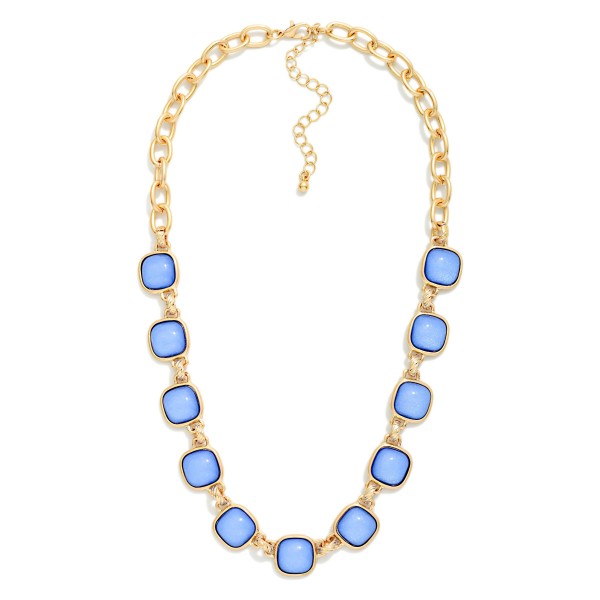 Chain Link Necklace Featuring Glitter Resin Squared Stations 

- Approximately 16" L 