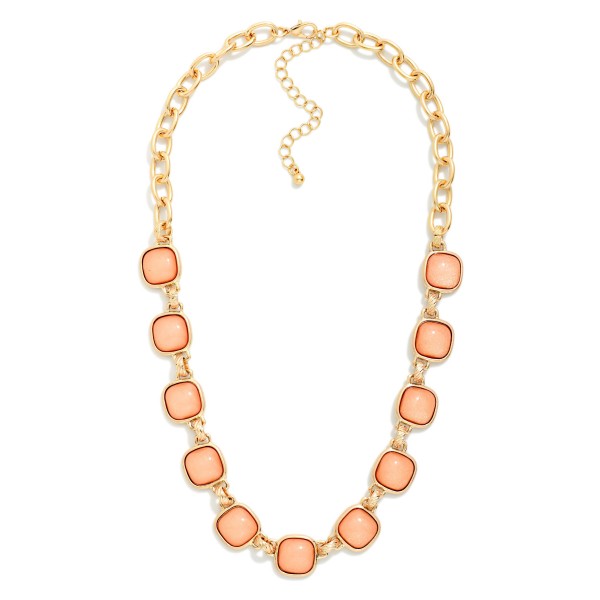 Chain Link Necklace Featuring Glitter Resin Squared Stations 

- Approximately 16" L 