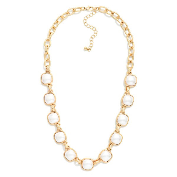 Chain Link Necklace Featuring Glitter Resin Squared Stations 

- Approximately 16" L 