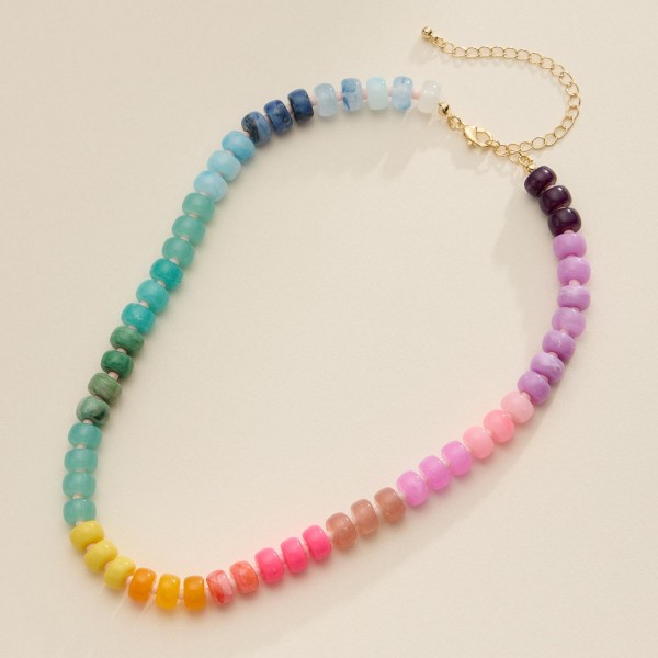 Candy Stone Beaded Necklace 

- Approximately 12" L
- Extender 3" L