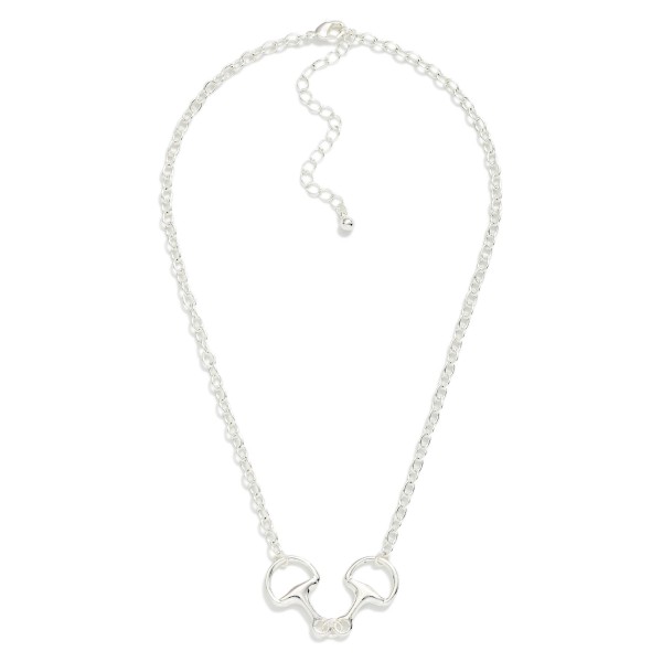 Chain Link Necklace Featuring Metal Tone Horsebit Pendant 

- Gold Dipped 
- Approximately 16" L