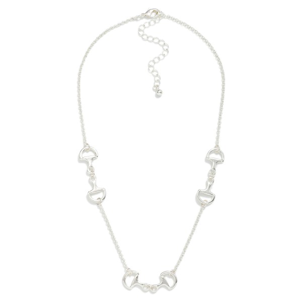 Chain Link Necklace With Horsebit Stations 

- Gold Dipped 
- Approximately 16" L
- Extender 3" L