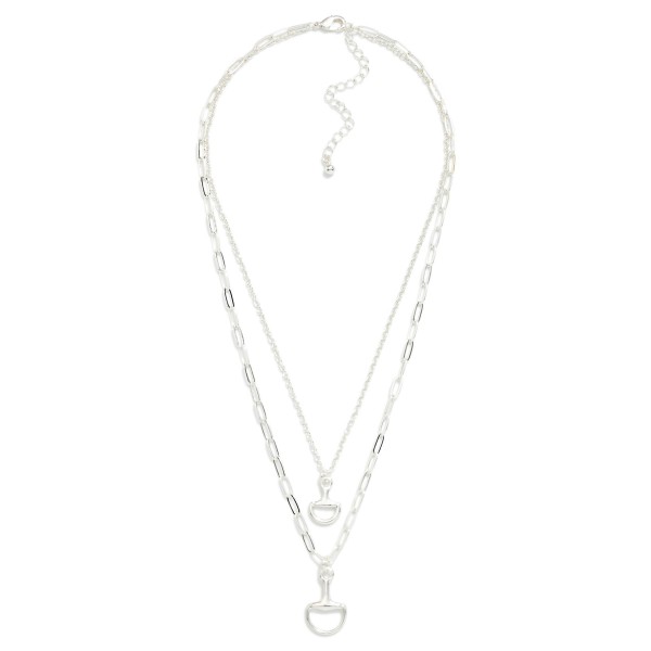 Layered Chain Link Necklace Featuring Horsebit Pendants

- Gold Dipped 
- Approximately 15" L
- Extender 3" L