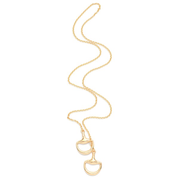Chain Link Y Necklace Featuring Metal Tone Horsebit Accents 

- Gold Dipped
- Approximately 28" L