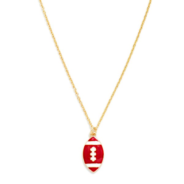 Chain Link Necklace Featuring Enamel Football Pendant 

- Approximately 14" L
- Extender 3" L