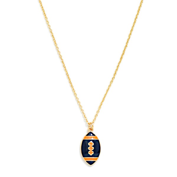 Chain Link Necklace Featuring Enamel Football Pendant 

- Approximately 14" L
- Extender 3" L
