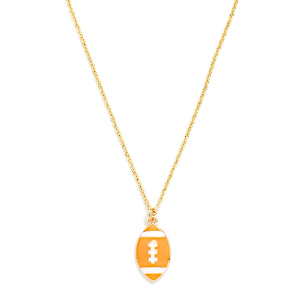 Chain Link Necklace Featuring Enamel Football Pendant 

- Approximately 14" L
- Extender 3" L