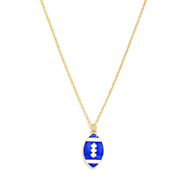 Chain Link Necklace Featuring Enamel Football Pendant 

- Approximately 14" L
- Extender 3" L
