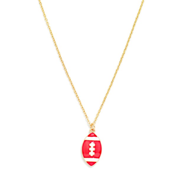Chain Link Necklace Featuring Enamel Football Pendant 

- Approximately 14" L
- Extender 3" L