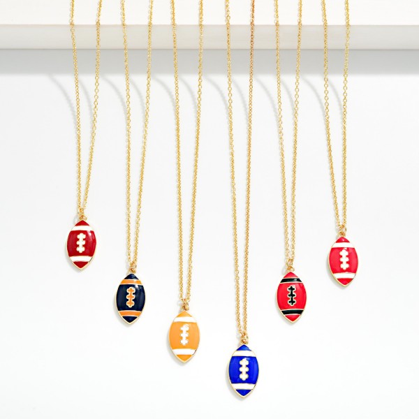 Chain Link Necklace Featuring Enamel Football Pendant 

- Approximately 14" L
- Extender 3" L