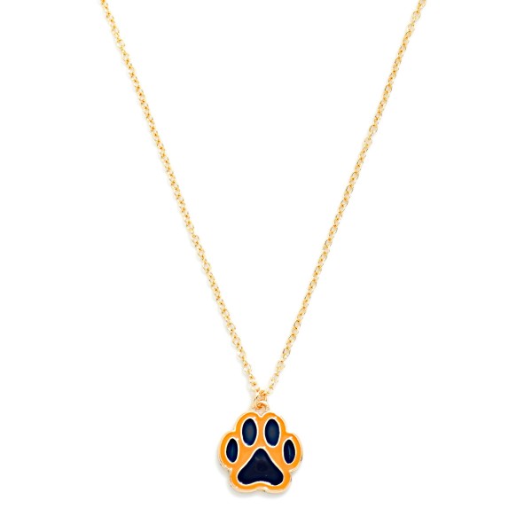 Chain Link Necklace Featuring Enamel Paw Print Pendant 

- Approximately 14" L
- Extender 3" L