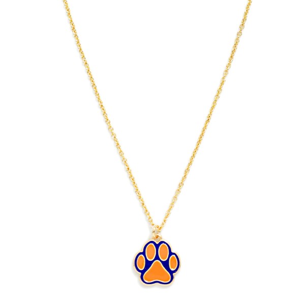 Chain Link Necklace Featuring Enamel Paw Print Pendant 

- Approximately 14" L
- Extender 3" L