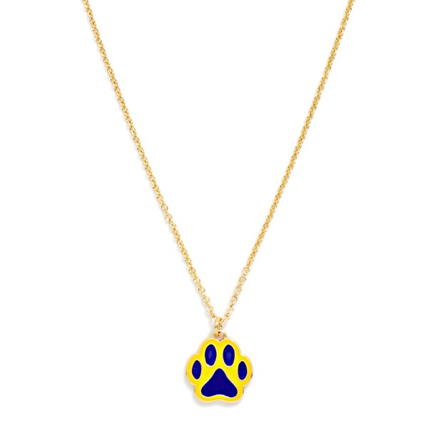 Chain Link Necklace Featuring Enamel Paw Print Pendant 

- Approximately 14" L
- Extender 3" L