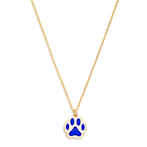 Chain Link Necklace Featuring Enamel Paw Print Pendant 

- Approximately 14" L
- Extender 3" L