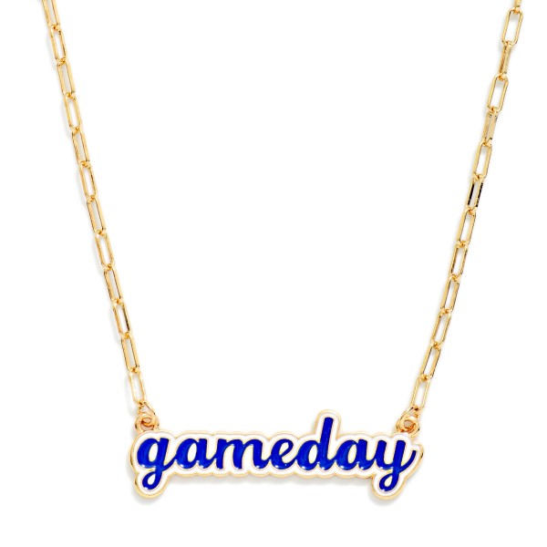 Paperclip Chain Link necklace Featuring Enamel "Gameday" Pendant 

- Approximately 14" L
- Extender 3" L