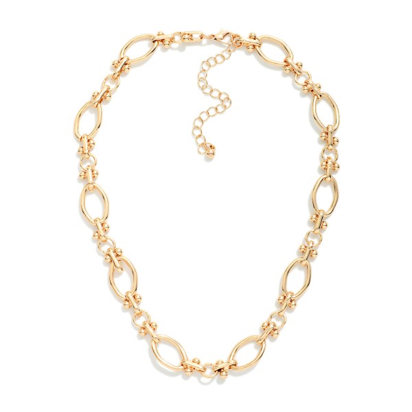 Oval Link Chain Link Necklace Featuring Metal Ball & Bar Stations 

- Approximately 12" L
- Extender 3" L