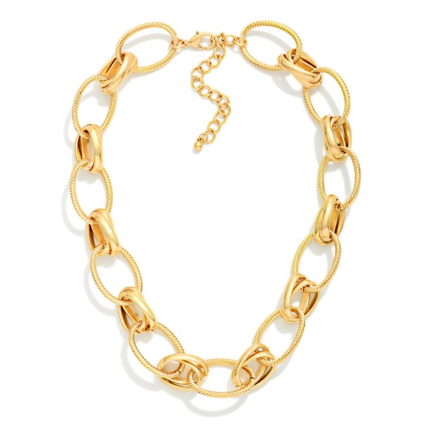 Twisted Metal Oval & Double Link Chain Link Necklace 

- Approximately 14" L
- Extender 3" L