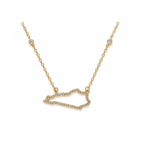 Chain Link Necklace Featuring Rhinestone Kentucky State Outline Pendant 

- Approximately 16" L
- Extender 3" L