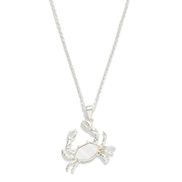 Chain Link Necklace Featuring Pearlescent Crab Pendant 

- Approximately 18" L
- Extender 3" L 