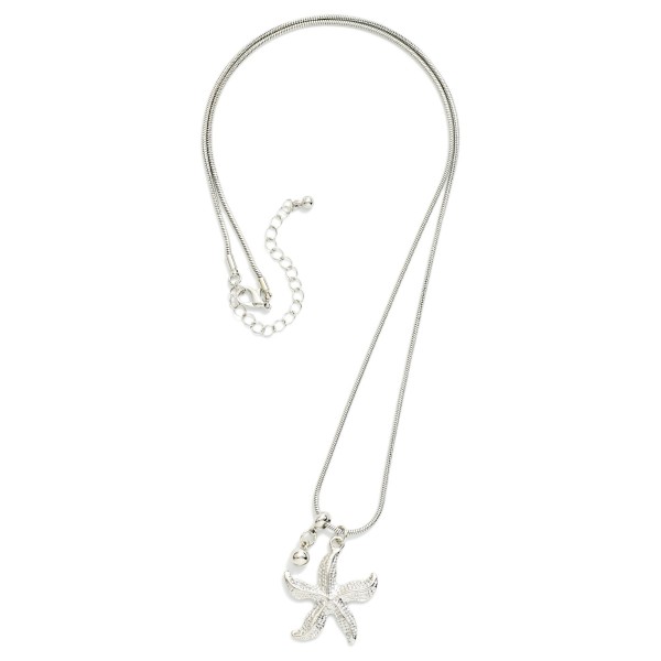 Snake Chain Necklace Featuring Metal Tone Starfish Pendant 

- Approximately 22" L
- Extender 3" L