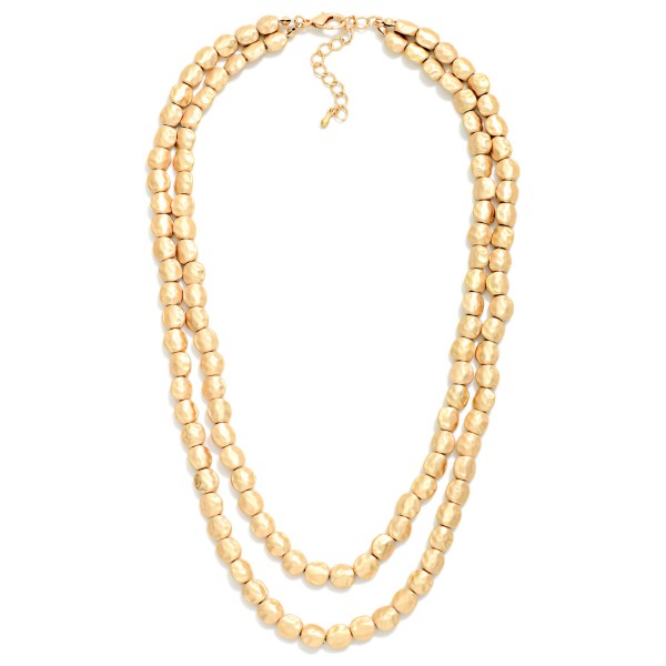 Layered Hammered Metal Nugget Beaded Necklace 

- Approximately 18" L
- Extender 3" L