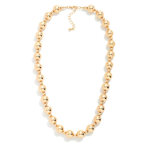 Chunky Metal Tone Ball Bead Beaded Necklace 

- Approximately 18" L 
- Extender 3" L 