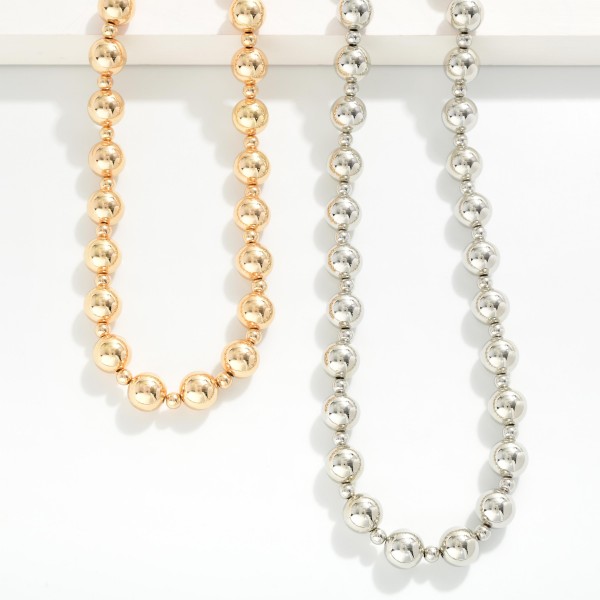 Chunky Metal Tone Ball Bead Beaded Necklace 

- Approximately 18" L 
- Extender 3" L 