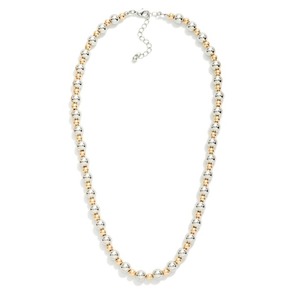 Two Tone Metal Ball Bead Beaded Necklace 

- Approximately 16" L 
- Extender 3" L 