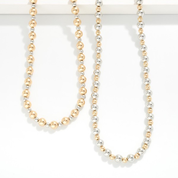 Two Tone Metal Ball Bead Beaded Necklace 

- Approximately 16" L 
- Extender 3" L 