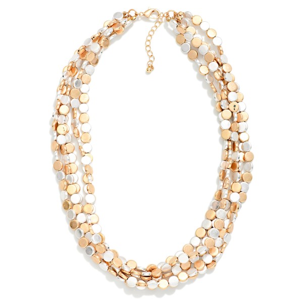 Layered Matte Metal Flat Bead Beaded Necklace 

- Approximately 14" L
- Extender 3" L