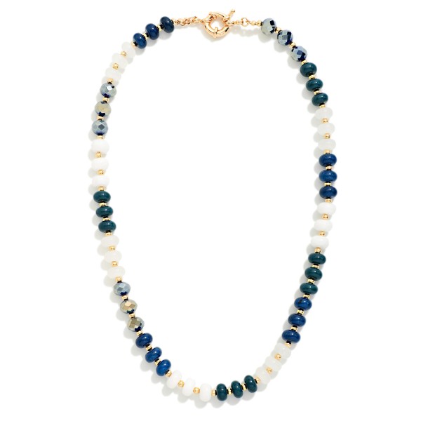 Stone & faceted Bead Game Day Beaded Necklace 

- Approximately 16" L
- Extender 3" L