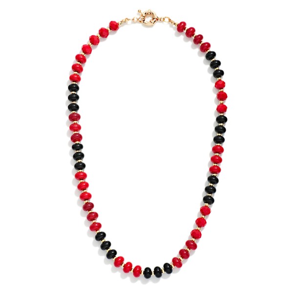 Stone & faceted Bead Game Day Beaded Necklace 

- Approximately 16" L
- Extender 3" L