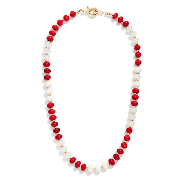 Stone & faceted Bead Game Day Beaded Necklace 

- Approximately 16" L
- Extender 3" L