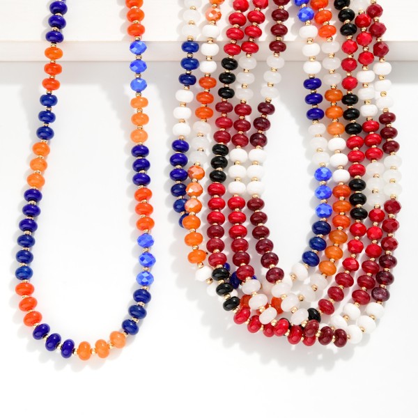 Stone & faceted Bead Game Day Beaded Necklace 

- Approximately 16" L
- Extender 3" L