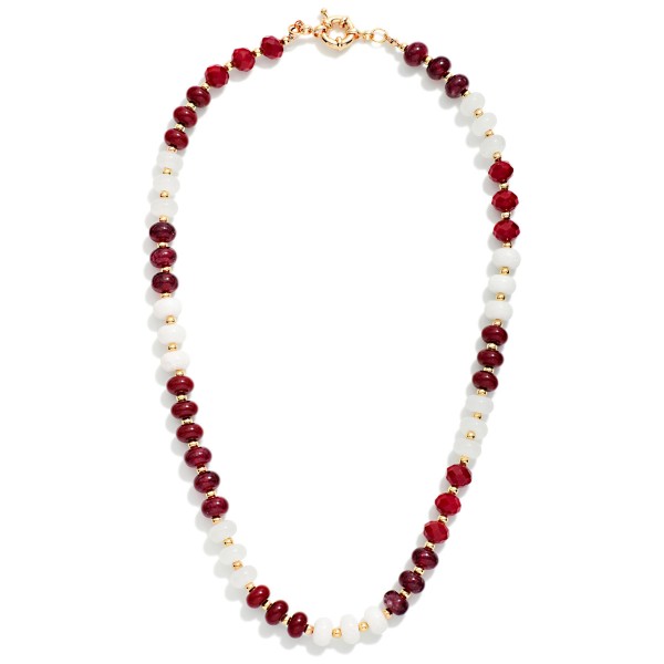 Stone & faceted Bead Game Day Beaded Necklace 

- Approximately 16" L
- Extender 3" L