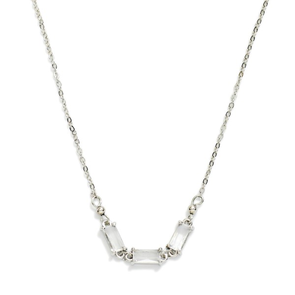 Chain Link Necklace Featuring Linked Glass Crystal Stationary Pendant 

- Approximately 14" L
- Extender 3" L