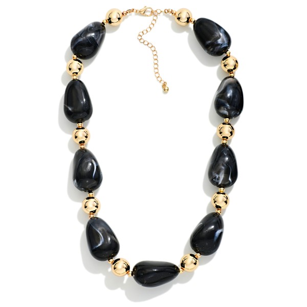 Chunky Marbled Acetate Nugget Bead Beaded Necklace 

- Approximately 14" L
- Extender 3" L