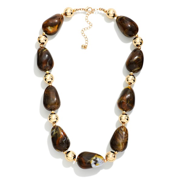 Chunky Marbled Acetate Nugget Bead Beaded Necklace 

- Approximately 14" L
- Extender 3" L