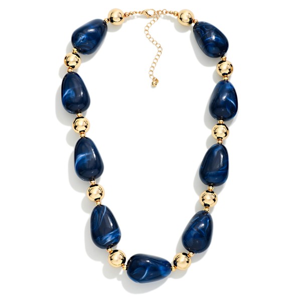 Chunky Marbled Acetate Nugget Bead Beaded Necklace 

- Approximately 14" L
- Extender 3" L