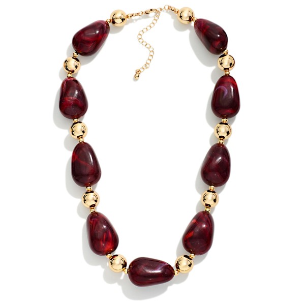 Chunky Marbled Acetate Nugget Bead Beaded Necklace 

- Approximately 14" L
- Extender 3" L