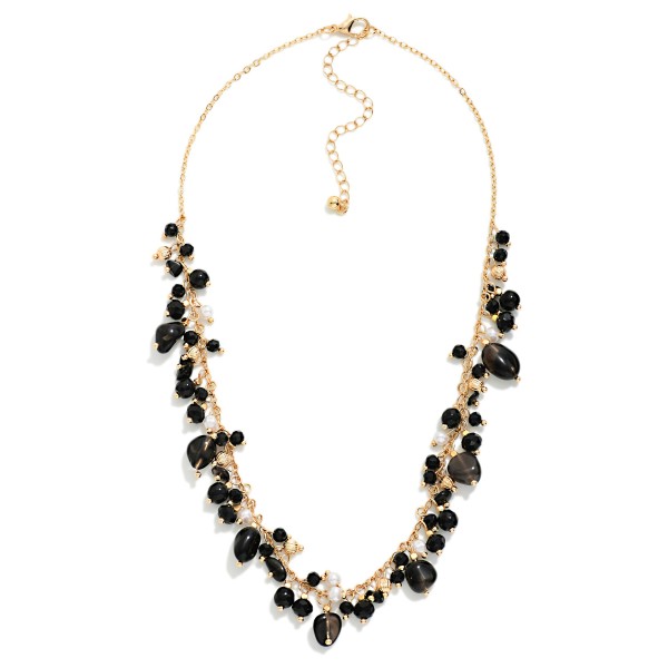 Dangle Charm Bead Beaded Chain Link Necklace 

- Approximately 16" L
- Extender 3" L