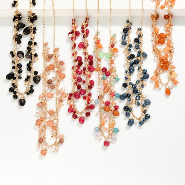 Dangle Charm Bead Beaded Chain Link Necklace 

- Approximately 16" L
- Extender 3" L