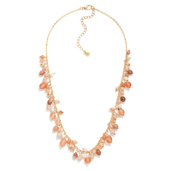 Dangle Charm Bead Beaded Chain Link Necklace 

- Approximately 16" L
- Extender 3" L