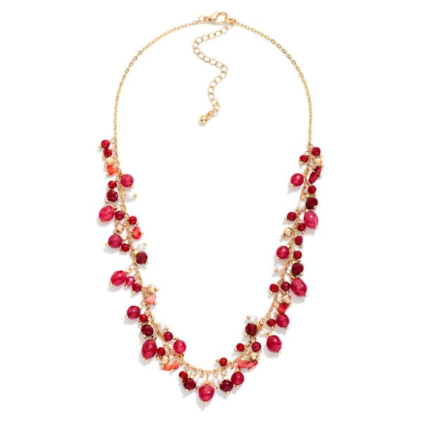 Dangle Charm Bead Beaded Chain Link Necklace 

- Approximately 16" L
- Extender 3" L